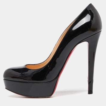 Pre Owned Christian Louboutin Black Patent Leather Bianca Pumps Size 37.5