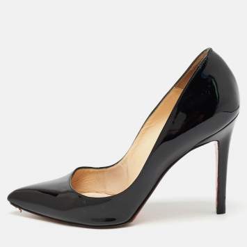 Pre Owned Christian Louboutin Black Patent Leather Pigalle Pumps Size 38