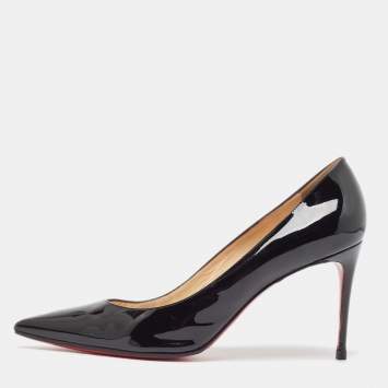 Pre Owned Christian Louboutin Black Patent Leather Kate Pumps Size 39