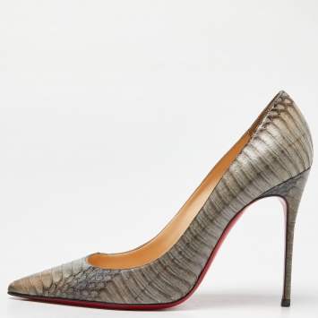 Pre Owned Christian Louboutin Grey Water Snake So Kate Pumps Size 39.5