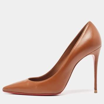 Pre Owned Christian Louboutin Brown Leather Kate Pumps Size 39