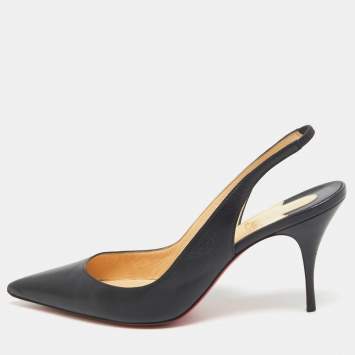 Pre Owned Christian Louboutin Navy Blue Leather Kate Slingback Pumps Size 40