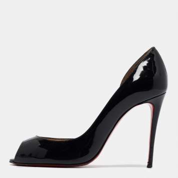 Pre Owned Christian Louboutin Black Patent Leather Demi You Pumps Size 38.5