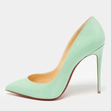 Pre Owned Christian Louboutin Green Patent Leather Pigalle Follies Pumps Size 39