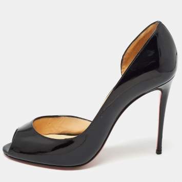 Pre Owned Christian Louboutin Black Patent Leather Demi You Pumps Size 38