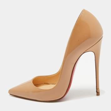 Pre Owned Christian Louboutin Beige Patent So Kate Pumps Size 37