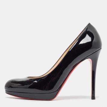 Pre Owned Christian Louboutin Black Patent Leather New Simple Pumps Size 37.5