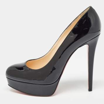 Pre Owned Christian Louboutin Black Patent Leather Bianca Pumps Size 39.5
