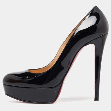 Pre Owned Christian Louboutin Black Patent Leather Bianca Pumps Size 40.5
