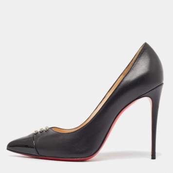 Pre Owned Christian Louboutin Black Leather Predupump Pumps Size 38.5