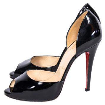 Pre Owned Christian Louboutin Black Patent Leather Madame Claude D'orsay Pumps Size 39