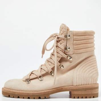 Pre Owned Christian Louboutin Beige Suede Mad Ankle Boots Size 39