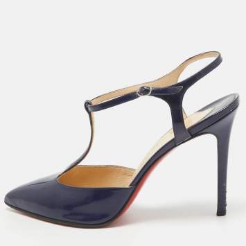 Pre Owned Christian Louboutin Blue Patent Leather Coxinelle Pumps Size 40.5