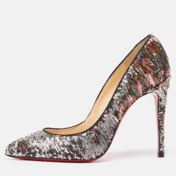 Pre Owned Christian Louboutin Multicolor Sequins Pigalle Pumps Size 38