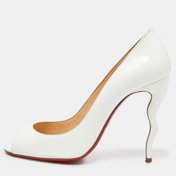 Pre Owned Christian Louboutin White Patent Leather Jolly Pumps Size 38