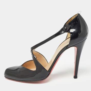 Pre Owned Christian Louboutin Black Patent Leather Triclo Pumps Size 38