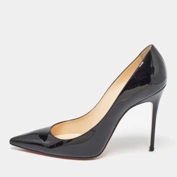 Pre Owned Christian Louboutin Black Patent Leather Decollete 554 Pumps Size 40
