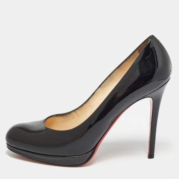 Pre Owned Christian Louboutin Black Patent Leather New Simple Pumps Size 40