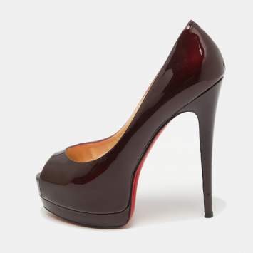 Pre Owned Christian Louboutin Dark Burgundy Patent Leather Altadama Pumps Size 38