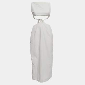 Pre Owned Christopher Esber White Cotton Blend Tie-Up Dress M
