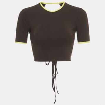 Pre Owned Christopher Esber Brown Back-Open Crop Top S