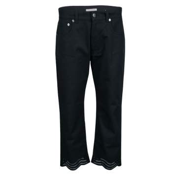Pre Owned Christopher Kane Black Embroidered Hem Detail Cropped Jeans S