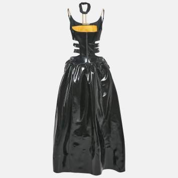 Christopher Kane Black Faux Leather Cut-Out Strap Detail Maxi Dress S Christopher  Kane | TLC