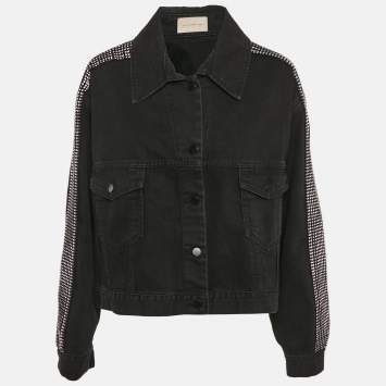 Pre Owned Christopher Kane Black Stud Detail Denim Jacket M