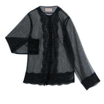 Pre Owned Christopher Kane Black Lace Trim Sheer Tulle Jacket M