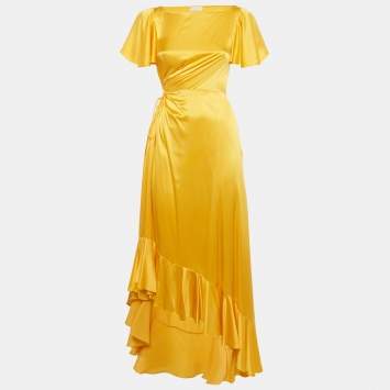 Pre Owned Cinq a sept Silk Cut -Out Asymmetric Midi Dress XXS