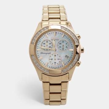 Pre Owned Citizen Mother of Pearl Gold Plated Stainless Steel Regent FB1223-55D Women's Wristwatch 35 mm