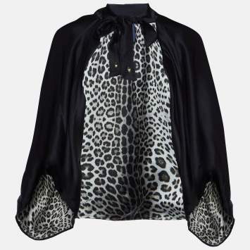 Pre Owned Class by Roberto Cavalli Black Textured Satin Bolero Jacket M