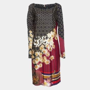 Pre Owned Class by Roberto Cavalli Multicolor Printed Jersey Shift Dress L