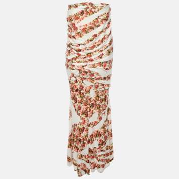 Pre Owned Class by Roberto Cavalli Multicolor Printed Jersey Strapless Dress M