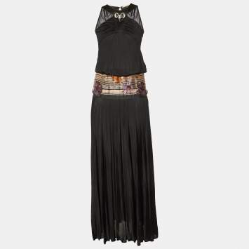 Pre Owned Class by Roberto Cavalli Black Jersey Halter Neck Maxi Dress S