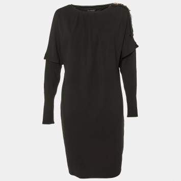 Pre Owned Class by Roberto Cavalli Black Jersey Panelled Knee-Length Dress M