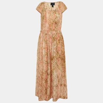 Class by Roberto Cavalli Pink Snake Print Silk Maxi Dress M