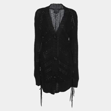 Pre Owned Class by Roberto Cavalli Black Wool Knit Cardigan L