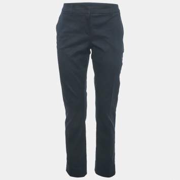 Pre Owned Class by Roberto Cavalli Navy Blue Cotton Straight Leg Pants M