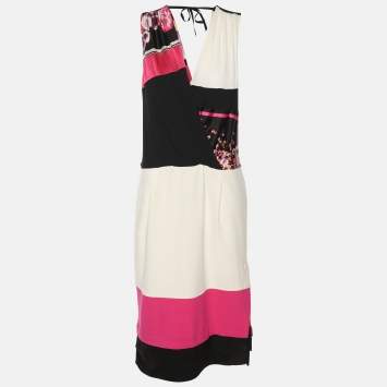 Pre Owned Class by Roberto Cavalli Multicolor Stretch Crepe Sleeveless Midi Dress M