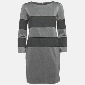 Pre Owned Class by Roberto Cavalli Grey Lurex Knit Mini Dress S