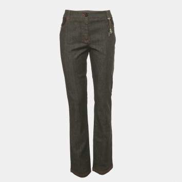 Pre Owned Class by Roberto Cavalli Grey Denim Serpente Detail Jeans L/Waist 33"