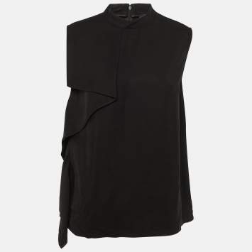 Pre Owned Class by Roberto Cavalli Black Crepe Draped Sleeveless Top L