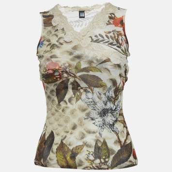 Pre Owned Class by Roberto Cavalli Multicolor Print Jersey Sleeveless Top XS