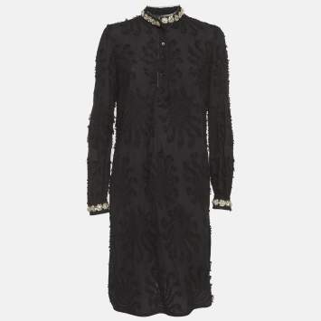 مملوكة مسبقًا Class by Roberto Cavalli Black Cotton Embellished Mini Dress M