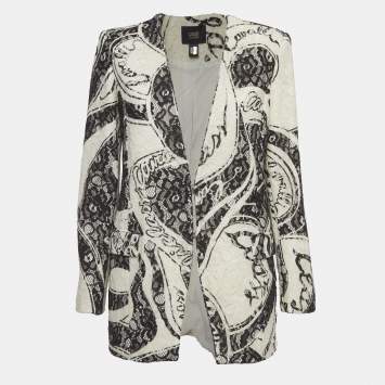 Pre Owned Class by Roberto Cavalli White/Black Lace Regular Fit Blazer M