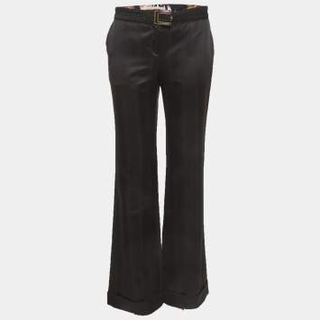 مملوكة مسبقًا Class by Roberto Cavalli Black Satin Straight Fit Trousers M