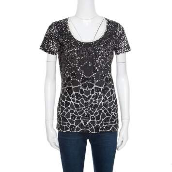 Pre Owned Cavalli Class Monochrome Dotted Sequined T-Shirt S