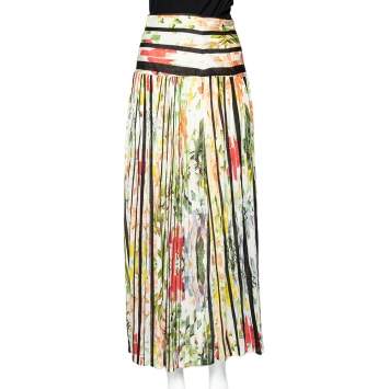 Pre Owned Cavalli Class Multicolor Floral Printed Knit Maxi Skirt S