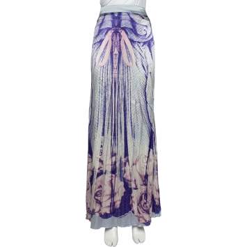 Pre Owned Class by Roberto Cavalli Multicolor Stretch Silk Maxi Skirt XL